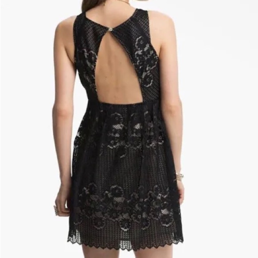 Free People “Rocco” Babydoll Black Lace Mini Dress Size 2 - Picture 13 of 13